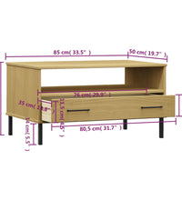 Couchtisch OSLO mit Metallbeinen Braun 85x50x45 cm Massivholz