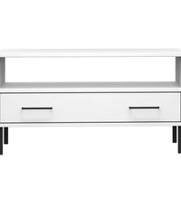 Couchtisch OSLO mit Metallbeinen Weiß 85x50x45 cm Massivholz
