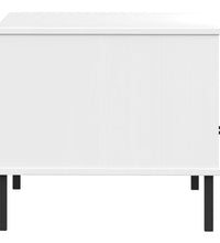 Couchtisch OSLO mit Metallbeinen Weiß 85x50x45 cm Massivholz