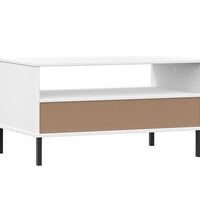 Couchtisch OSLO mit Metallbeinen Weiß 85x50x45 cm Massivholz