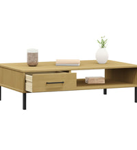 Couchtisch OSLO mit Metallbeinen Braun Massivholz Kiefer
