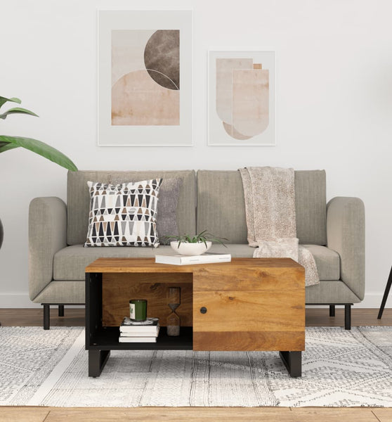 Couchtisch 80x50x40 cm Massivholz Mango & Holzwerkstoff