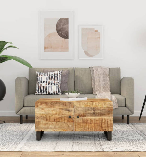 Couchtisch 80x50x40 cm Massivholz Mango & Holzwerkstoff