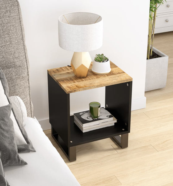 Couchtisch 40x31x46 cm Massivholz Mango & Holzwerkstoff