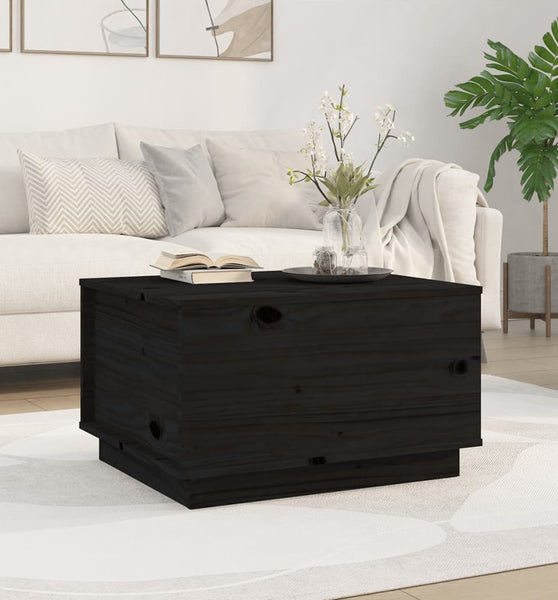 Couchtisch Schwarz 60x50x35 cm Massivholz Kiefer