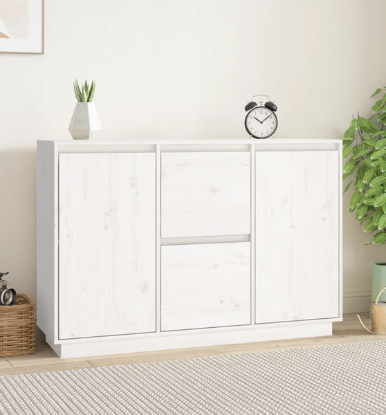 Sideboard Weiß 111x34x75 cm Massivholz Kiefer