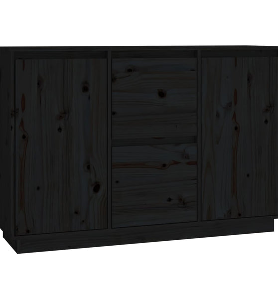 Sideboard Schwarz 111x34x75 cm Massivholz Kiefer