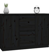 Sideboard Schwarz 111x34x75 cm Massivholz Kiefer