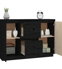 Sideboard Schwarz 111x34x75 cm Massivholz Kiefer