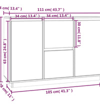 Sideboard Schwarz 111x34x75 cm Massivholz Kiefer