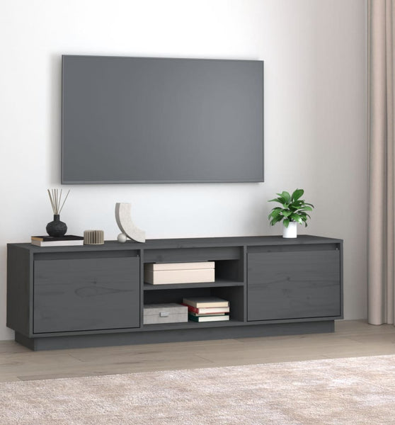 TV-Schrank Grau 140x35x40 cm Massivholz Kiefer