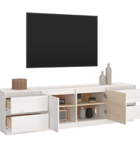 TV-Schrank Weiß 176x37x47,5 cm Massivholz Kiefer