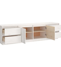 TV-Schrank Weiß 176x37x47,5 cm Massivholz Kiefer