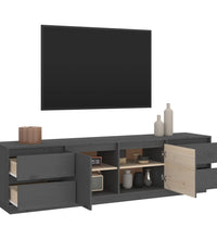 TV-Schrank Grau 176x37x47,5 cm Massivholz Kiefer