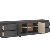 TV-Schrank Grau 176x37x47,5 cm Massivholz Kiefer