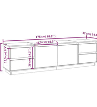 TV-Schrank Grau 176x37x47,5 cm Massivholz Kiefer