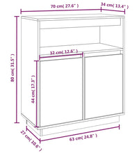 Sideboard Weiß 70x34x80 cm Massivholz Kiefer