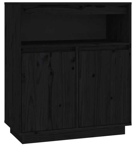 Sideboard Schwarz 70x34x80 cm Massivholz Kiefer