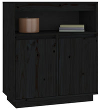 Sideboard Schwarz 70x34x80 cm Massivholz Kiefer