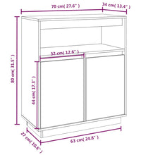 Sideboard Schwarz 70x34x80 cm Massivholz Kiefer