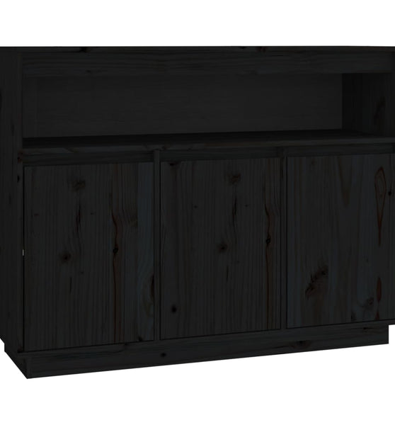 Sideboard Schwarz 104,5x34x80 cm Massivholz Kiefer