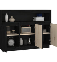 Sideboard Schwarz 104,5x34x80 cm Massivholz Kiefer