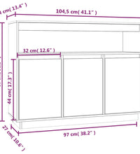 Sideboard Schwarz 104,5x34x80 cm Massivholz Kiefer