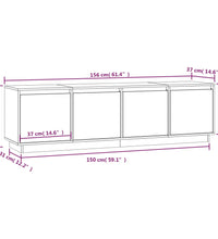 TV-Schrank Weiß 156x37x45 cm Massivholz Kiefer