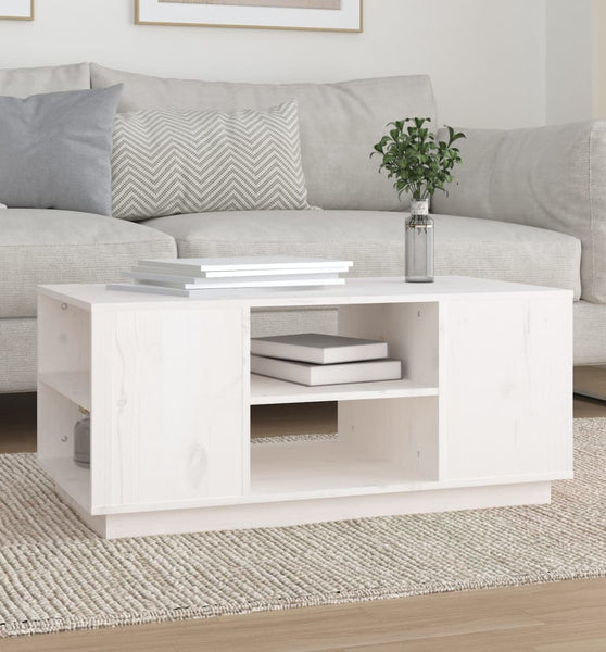 Couchtisch Weiß 90x49x40,5 cm Massivholz Kiefer