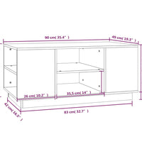 Couchtisch Grau 90x49x40,5 cm Massivholz Kiefer
