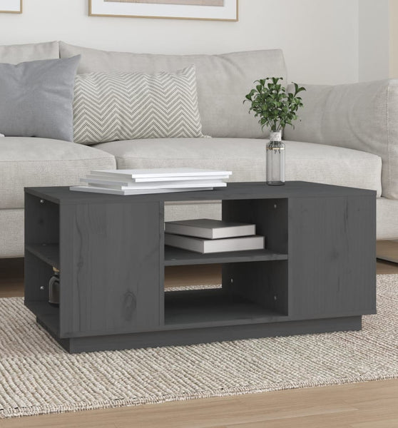Couchtisch Grau 90x49x40,5 cm Massivholz Kiefer