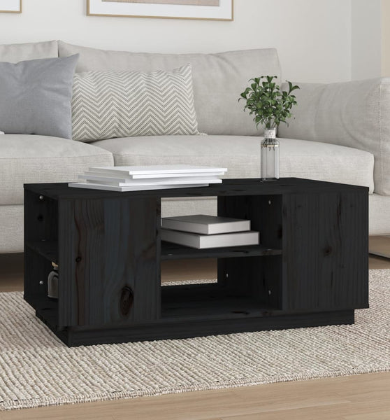 Couchtisch Schwarz 90x49x40,5 cm Massivholz Kiefer