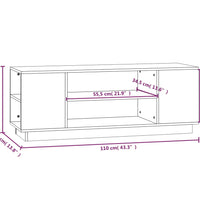 TV-Schrank Grau 110x35x40,5 cm Massivholz Kiefer