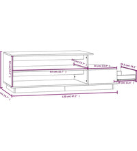 Couchtisch Grau 120x50x40,5 cm Massivholz Kiefer