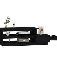 Couchtisch Schwarz 120x50x40,5 cm Massivholz Kiefer