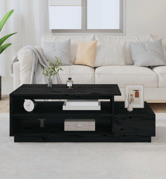 Couchtisch Schwarz 120x50x40,5 cm Massivholz Kiefer