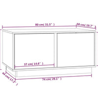 Couchtisch Schwarz 80x50x40 cm Massivholz Kiefer