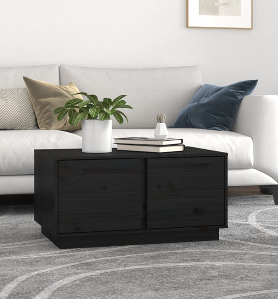 Couchtisch Schwarz 80x50x40 cm Massivholz Kiefer