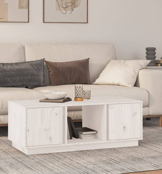 Couchtisch Weiß 110x50x40 cm Massivholz Kiefer