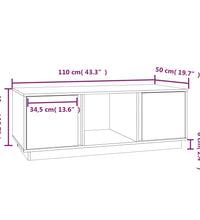 Couchtisch Grau 110x50x40 cm Massivholz Kiefer