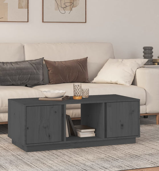 Couchtisch Grau 110x50x40 cm Massivholz Kiefer