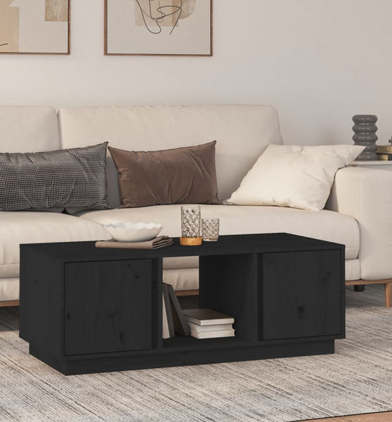 Couchtisch Schwarz 110x50x40 cm Massivholz Kiefer