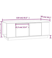 Couchtisch Grau 110x50x40 cm Massivholz Kiefer
