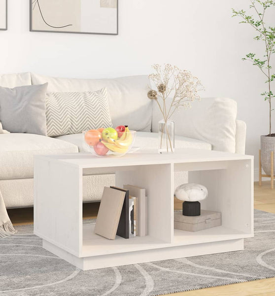 Couchtisch Weiß 80x50x40 cm Massivholz Kiefer