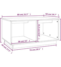 Couchtisch Schwarz 80x50x40 cm Massivholz Kiefer