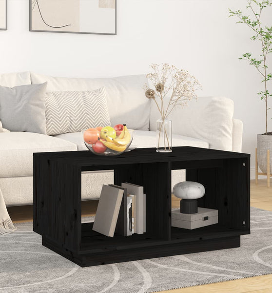 Couchtisch Schwarz 80x50x40 cm Massivholz Kiefer