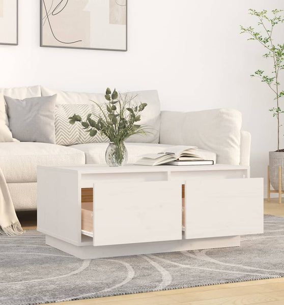 Couchtisch Weiß 80x50x35 cm Massivholz Kiefer