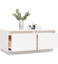 Couchtisch Weiß 80x50x35 cm Massivholz Kiefer