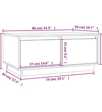 Couchtisch Grau 80x50x35 cm Massivholz Kiefer