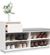 Schuhregal Weiß 110x34x61 cm Massivholz Kiefer